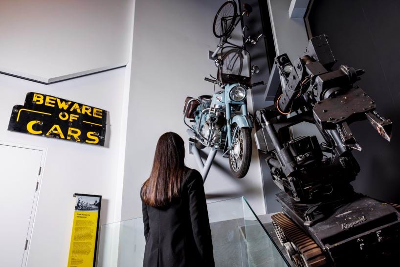 A member of the public explores the exhibits at our new location at 313 Spencer Street.